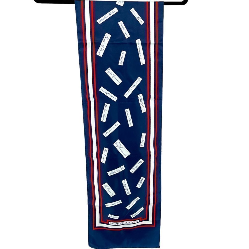 T&M Designers 90s Vintage Millicent The Presidents Signature Decorative Scarf OS